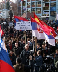 Protest Srba u severnom delu Kosovske Mitrovice