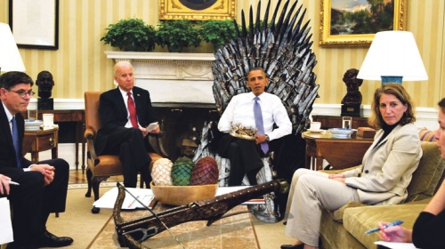 Kao da je u Kraljevoj  luci: Barak Obama sa  saradnicima u  Ovalnom kabinetu