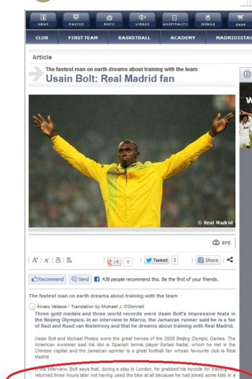 Jusein Bolt i Real Madrid