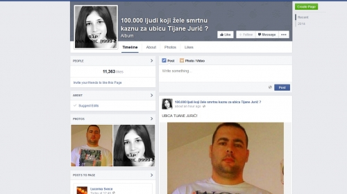 fb grupa 100.000 ljudi koji žele smrtnu kaznu za ubicu Tijane Jurić