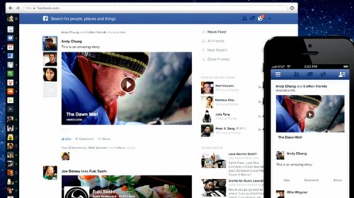 Facebook's redesigned News Feed will be the same for mobile and desktop.