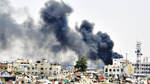 Prava panorama ratom zahvaćene prestonice Sirije
