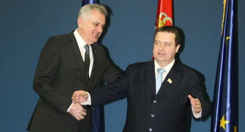 Dačić i Nikolić sa Ketrin Ešton | Foto: Đorđe Kojadinović