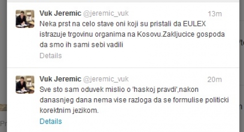 Vuk Jeremić na tviteru