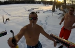 Kanada Polugoli igraju jurke sa dronom