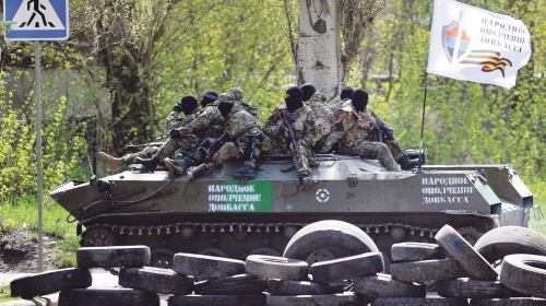 Proruske  trupe u gradu  Slavljansk