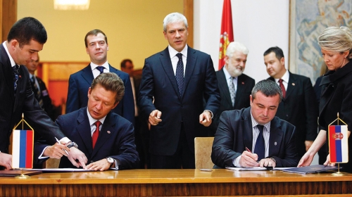 Dušan Bajatović i  predsednik uprave  „Gasproma“ Aleksej  Miler: Ugovor o gasovodu potpisali su 2009.