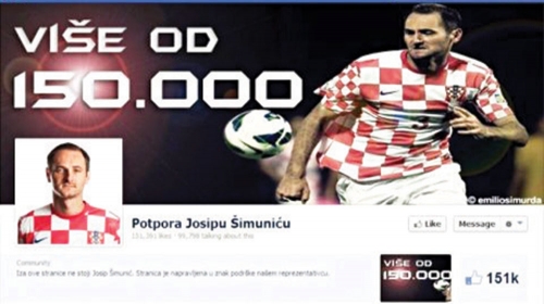 Na Fejsbuku vrtoglavo raste  broj članova na stranici  „Potpora Josipu Šimuniću“