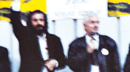 Sa Vukom na  protestu 1990.