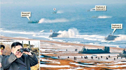 Kim posmatra vežbu  desantnih jedinica  severnokorejske armije